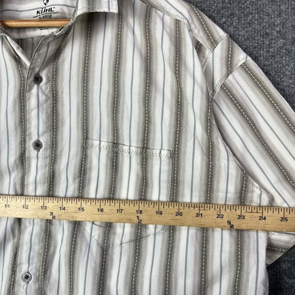 Kuhl Mens‎ SZ XL Beige Striped Short Sleeve Button-Down Shirt - Picture 5 of 8